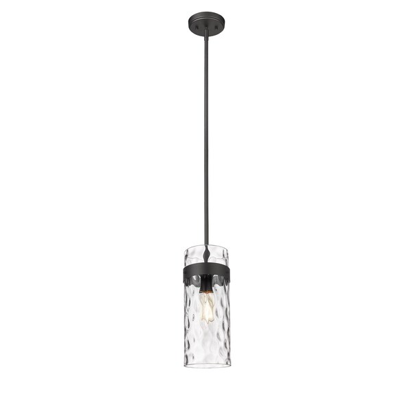 Fontaine 1 Light Pendant, Matte Black & Clear